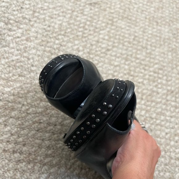 Nine West platform black peep toe heels studded size 10 - Picture 6 of 9